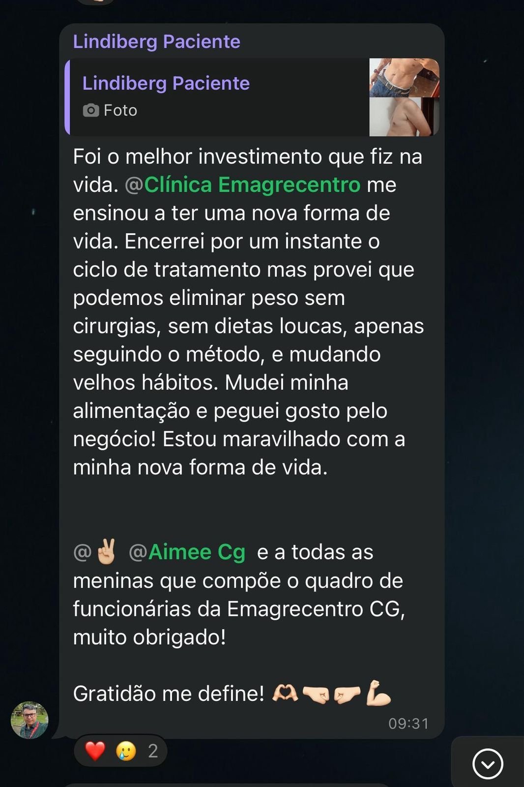 Depoimento de paciente