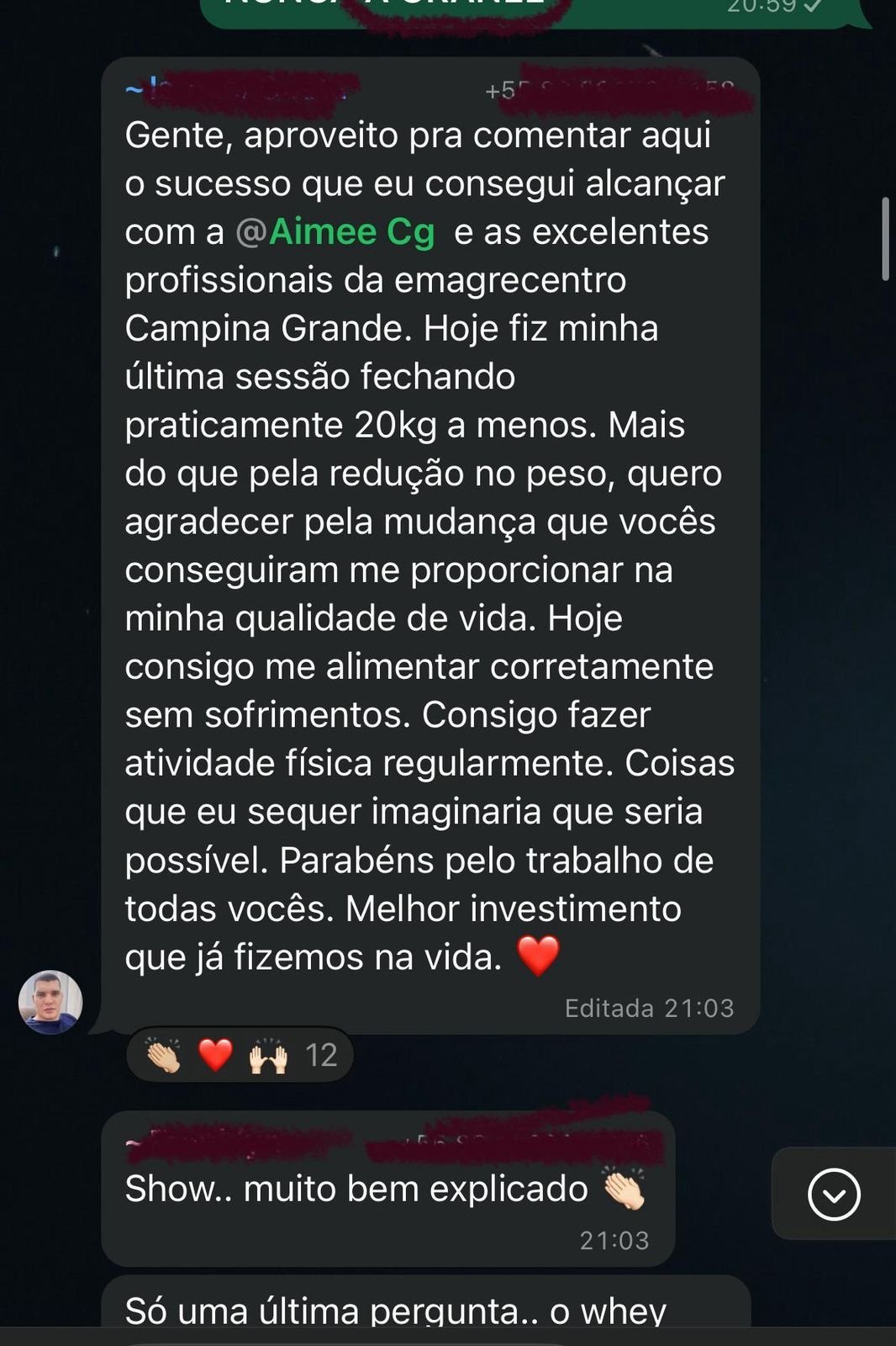 Depoimento de paciente