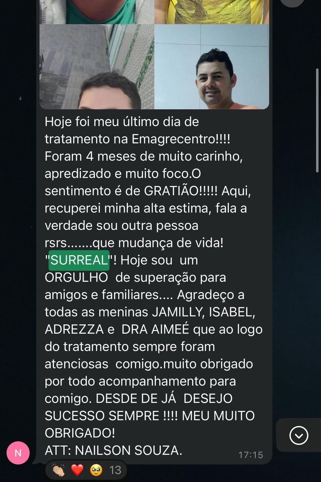 Depoimento de paciente